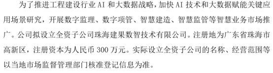 龙8long8世纪信通拟投资300万设立全资子公司珠海建果数智技术有限公司